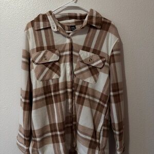 Brown and White Plaid Jacket